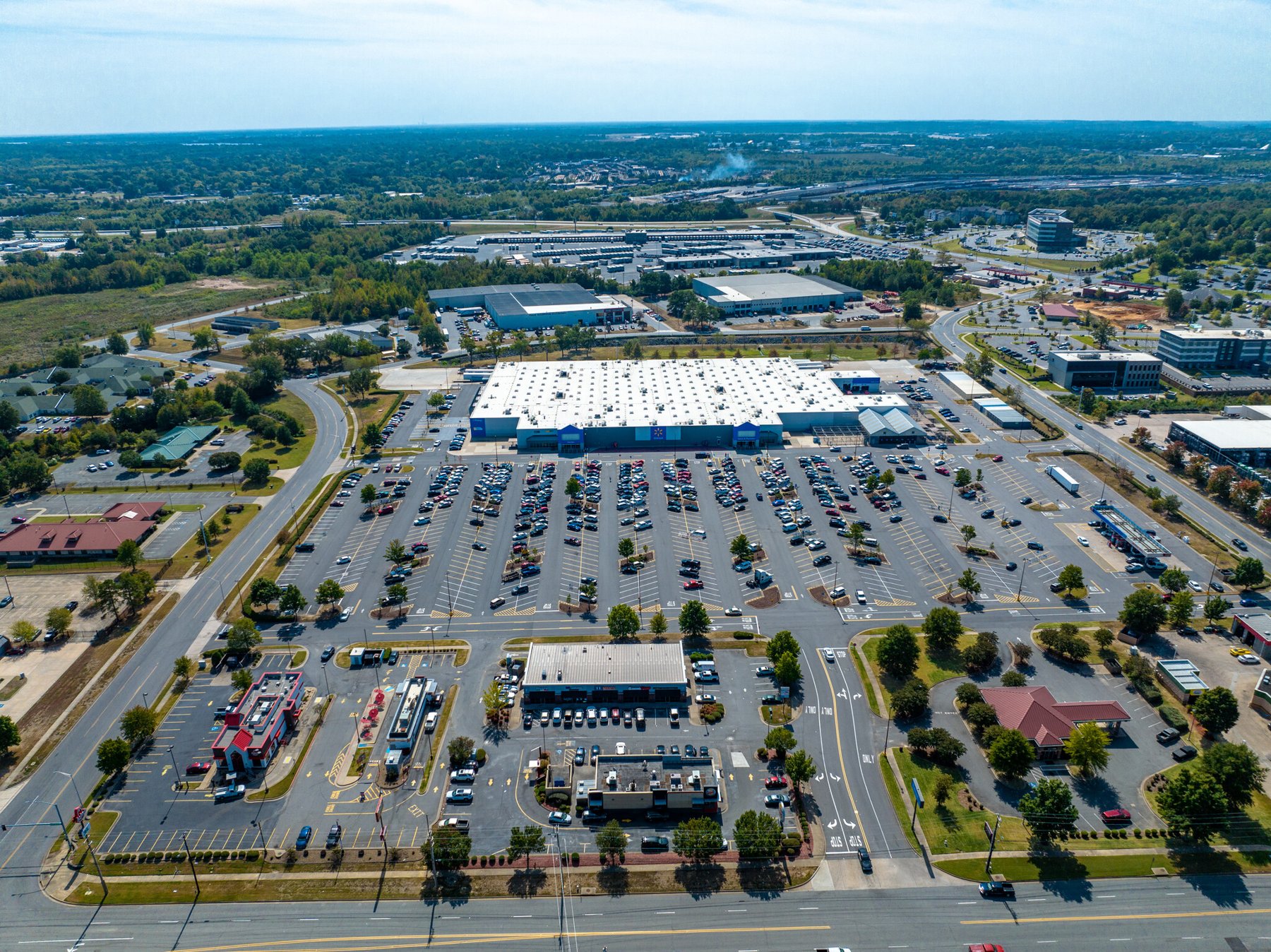 Center at East McCain wide context aerial with Walmart Supercenter